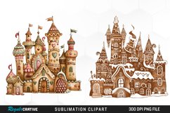 Watercolor Whimsical Gingerbread Kingdom Set Clipart Product Image 1