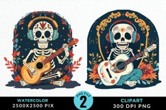 Watercolor Whimsical Skeletal Tarot Card Clipart Product Image 1