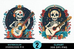 Watercolor Whimsical Skeletal Tarot Card Clipart Product Image 1