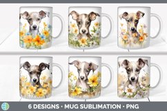 Bundle of six Wild Flowers Whippets Mug Wrap designs.