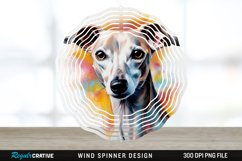 Watercolor Whippet Dog Wind Spinner Sublimation Design PNG Product Image 1
