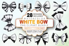Watercolor White Bow Clipart Bundle Product Image 1