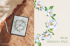 Watercolor White Floral Wreath Product Image 1