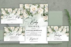 Winter dusty blue flowers Baby Shower Invitation PSD 155 Product Image 2