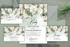 Winter dusty blue flowers Baby Shower Invitation PSD 155 Product Image 3