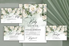 Winter dusty blue flowers Baby Shower Invitation PSD 155 Product Image 1