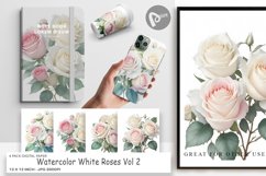 Digital Paper Watercolor White Roses Product Image 1