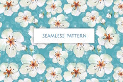 Watercolor White Spring Flowers Seamless Pattern Product Image 2