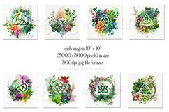Watercolor Wiccan Floral Wind Spinners Sublimation Designs Product Image 2