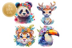 Floral Wild Animals Clipart Set - 25 .PNG Files Product Image 5