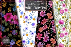 Watercolor Wild Flowers Seamless Patterns Product Image 1