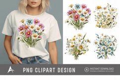 Watercolor Wildflower Bouquet Daisy Clipart Product Image 1