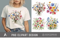 Watercolor Wildflower Bouquet Daisy Clipart Product Image 1