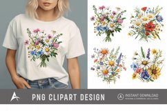 Watercolor Wildflower Bouquet Daisy Clipart Product Image 1