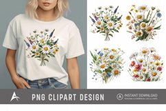 Watercolor Wildflower Bouquet Daisy Clipart Product Image 1