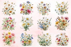 Watercolor Wildflower Bouquet Daisy Clipart Bundle Product Image 3