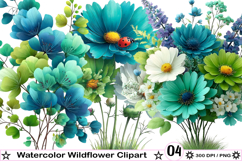 Watercolor Wildflower Clipart Product Image 1