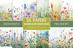 Watercolor Wildflower Digital Paper Bundle Product Image 1