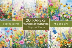 Watercolor Wildflower Digital Paper Bundle Product Image 1