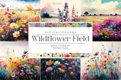 Watercolor Wildflower Field Paper Background Product Image 1
