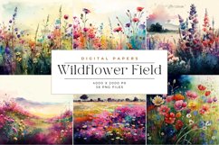 Watercolor Wildflower Field Paper Background Product Image 2