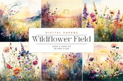 Watercolor Wildflower Field Paper Background Product Image 3