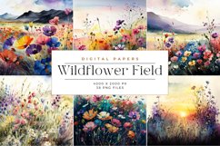 Watercolor Wildflower Field Paper Background Product Image 5