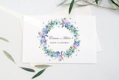 Watercolor Wildflowers and Blue hydrangea wreath