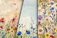 Watercolor Wildflowers Seamless Digital Paper Bundle Product Image 6