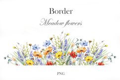 Watercolor wildflowers border