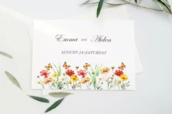 Watercolor wildflowers border