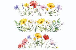 Watercolor wildflowers border