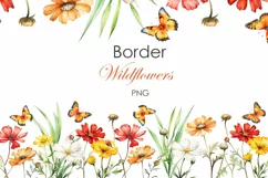 Watercolor wildflowers borders