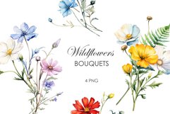 Watercolor wildflowers bouquet