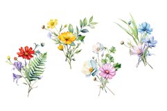 Watercolor wildflowers bouquet