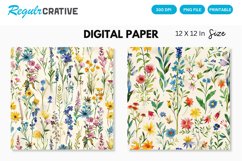 Watercolor Wildflowers Seamless Digital Paper, Wedding PNG Product Image 1