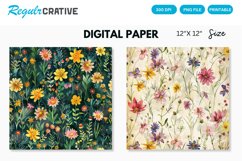 Watercolor Wildflowers Seamless Digital Paper Product Image 1