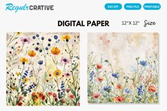 Watercolor Wildflowers Seamless Digital Paper Product Image 1