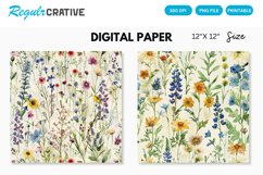 Watercolor Wildflowers Seamless Digital Paper Product Image 1