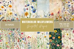 Watercolor Wildflowers Seamless Digital Paper Bundle Product Image 1