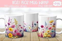 Watercolor wildflowers Garden Mug Wrap for Sublimation Product Image 1
