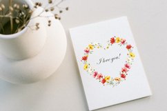 Watercolor wildflowers Heart frame