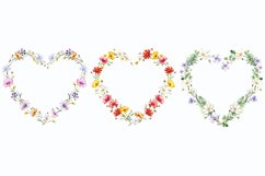 Watercolor wildflowers Heart frame