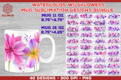 Watercolor Wildflowers Mug Wrap Sublimation Design Bundle Product Image 1