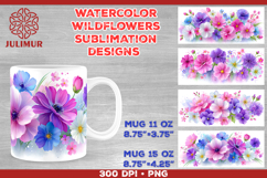 Watercolor Wildflowers Mug Wrap Sublimation Designs Product Image 1