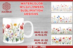 Watercolor Wildflowers Mug Sublimation Design Product Image 1