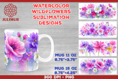 Watercolor Wildflowers Mug Wrap Sublimation Designs Product Image 1