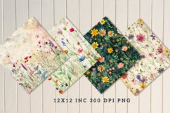 Watercolor Wildflowers Seamless Digital Paper Bundle Product Image 2
