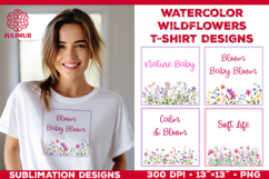 Watercolor Wildflowers T Shirt Sublimation Designs Product Image 1