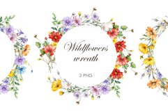 Watercolor wildflowers wreath